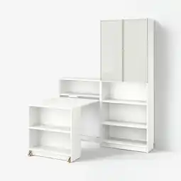 IKEA Billy boekenkast met opvouwbare tafel, open & gesloten opslag, modern hout & glas ontwerp aanbieding