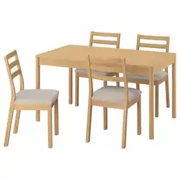 IKEA Tonstad / tonstad Tafel en 4 stoelen, eikenfineer/eikenpatroon Fridtuna lichtbeige, 140/196x85 cm aanbieding