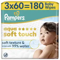 Etos Pampers Aqua Soft Touch Billendoekjes 3x60 stuks aanbieding
