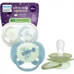 Etos Philips Avent Ultra Soft Nighttime Fopspeen 18M+ SCF094/05 2 stuks aanbieding