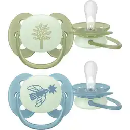 Etos Philips Avent Ultra Soft Nighttime Fopspeen 18M+ SCF094/05 2 stuks aanbieding