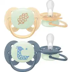 Etos Philips Avent Ultra Soft Nighttime Fopspeen 6-18M SCF094/03 2 stuks aanbieding