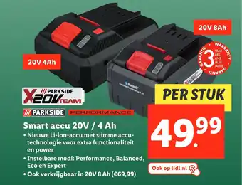 Lidl Parkside Smart accu 20V / 4 Ah aanbieding