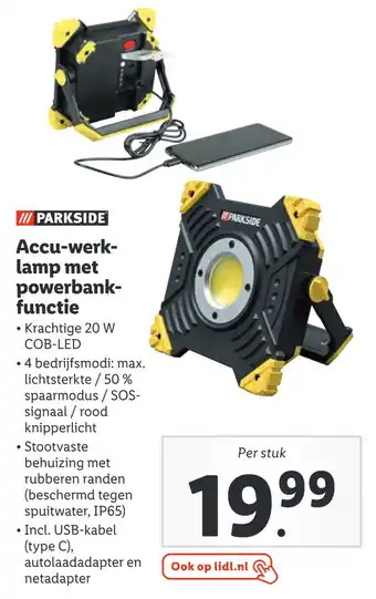 Lidl Parkside Accu-werklamp met powerbank- functie aanbieding