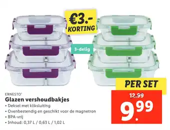 Lidl Ernesto Glazen Vershoudbakjes aanbieding