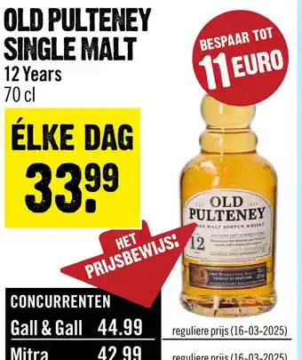 Dirck 3 Old Pulteney 12 Years Single Malt 70 cl aanbieding