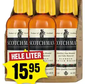 Dirck 3 Scotchman Whisky HELE LITER aanbieding