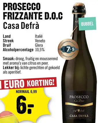 Dirck 3 Casa Defra Glera Prosecco 75 cl aanbieding