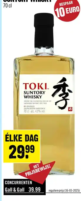 Dirck 3 Suntory Toki Japanse Whisky 70 cl aanbieding