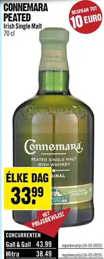 Dirck 3 Connemara Original Irish Single Malt Whiskey 70 cl aanbieding