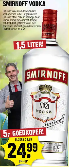 Dirck 3 Smirnoff Red Vodka 150 cl aanbieding