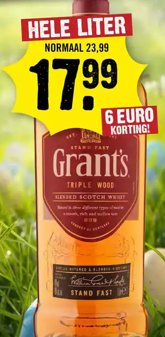 Dirck 3 Grant's Triple Wood blended Whisky 100 cl aanbieding