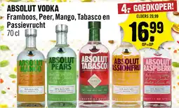 Dirck 3 Absolut Raspberri Vodka 70cl aanbieding