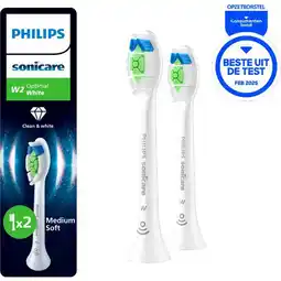 Etos Philips Sonicare Optimal White Opzetborstels Wit HX6062/87 2 stuks aanbieding