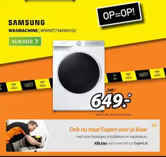 Expert Samsung Wasmachine WW90T734AWH/S2 aanbieding