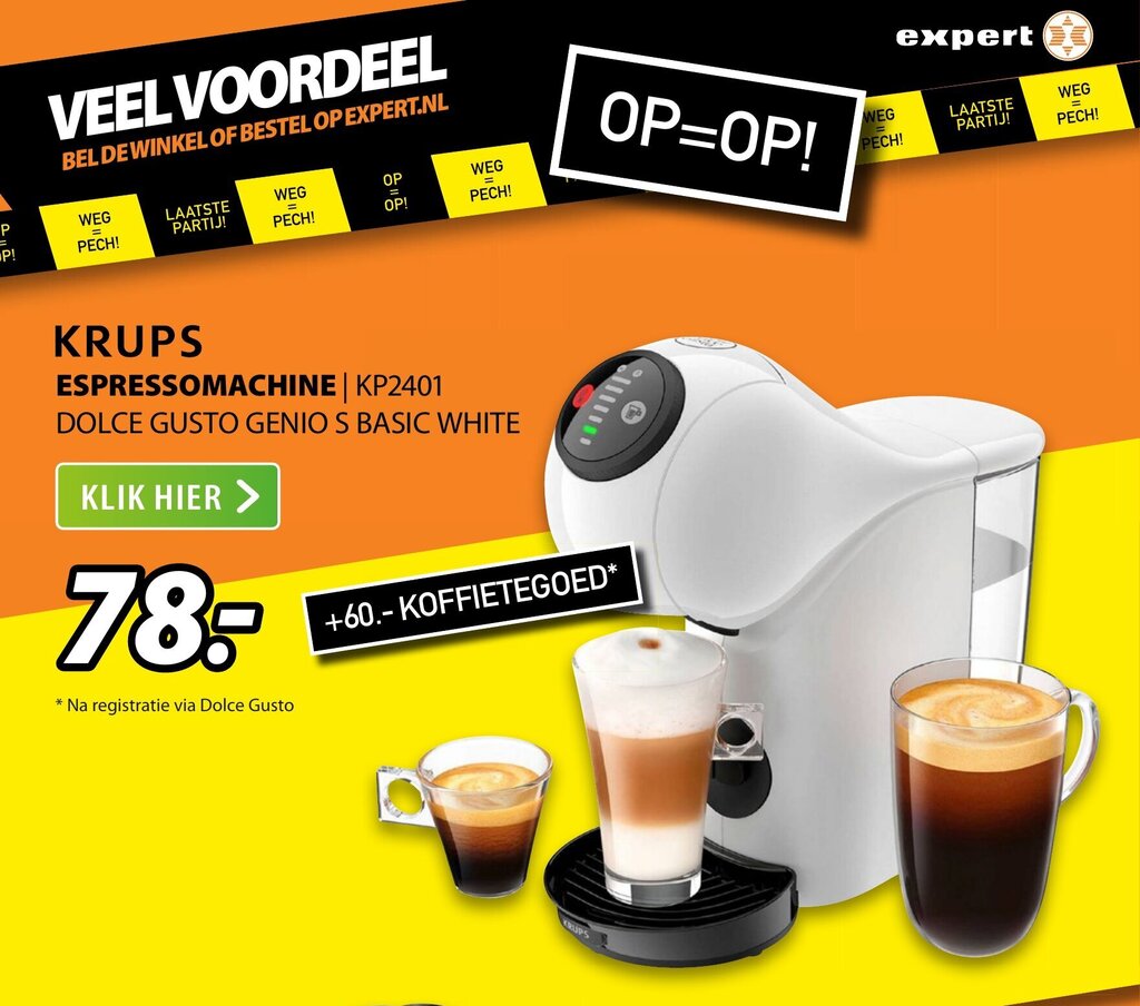 Krups Espressomachine KP2401 Dolce Gusto Genio Basic White aanbieding