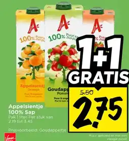 Vomar Voordeelmarkt Appelsientje 100% Sap aanbieding