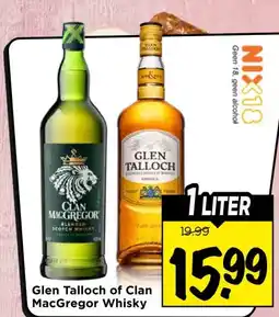 Vomar Voordeelmarkt Glen Talloch of Clan MacGregor Whisky aanbieding