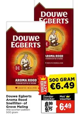Vomar Voordeelmarkt Douwe Egberts Aroma Rood Snelfilter- of Grove Maling aanbieding
