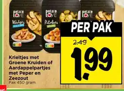 Vomar Voordeelmarkt Krieltjes met Groene Kruiden of Aardappelpartjes met Peper en Zeezout aanbieding