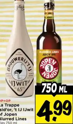 Vomar Voordeelmarkt La Trappe Isid'or, 't IJ IJwit of Jopen Blurred Lines aanbieding
