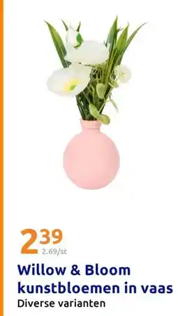 Action Willow & Bloom kunstbloemen in vaas aanbieding