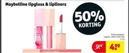 Kruidvat Maybelline lipgloss & lipliners aanbieding