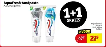 Kruidvat Aquafresh tandpasta aanbieding
