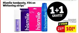 Kruidvat Hismile tandpasta, V34 en Whitening strips aanbieding