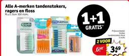 Kruidvat Alle A-merken tandenstokers, ragers en floss aanbieding