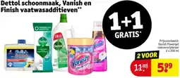 Kruidvat Dettol schoonmaak, Vanish en Finish vaatwasadditieven aanbieding
