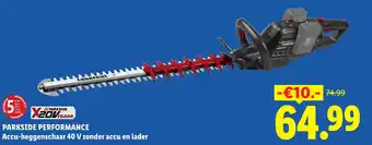 Lidl Parkside Performance Accu-heggenschaar 40 V zonder accu en lader aanbieding