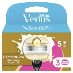 Etos Gillette Venus Comfort Glow Argan Olie Navulmesjes 3 stuks aanbieding