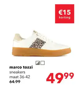 Scapino Marco Tozzi dames sneakers met luipaardprint wit aanbieding