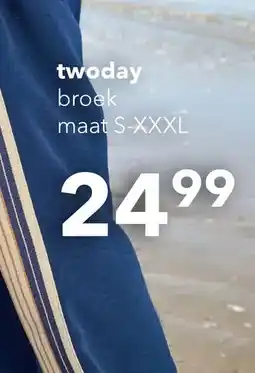 Scapino TwoDay dames wide leg broek met bies blauw aanbieding