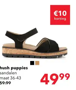 Scapino Hush Puppies leren dames sandalen zwart aanbieding