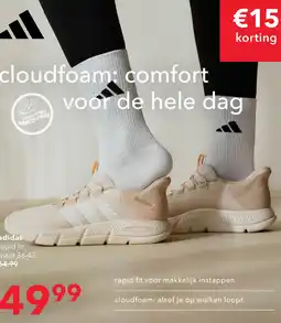 Scapino Adidas Rapidfit Wide Fit dames sneakers beige wit aanbieding