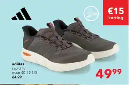 Scapino Adidas Rapidfit Wide Fit heren sneakers grijs zwart aanbieding