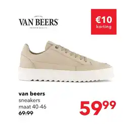 Scapino Van Beers leren heren sneakers beige aanbieding