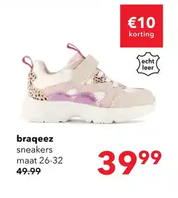 Scapino Braqeez leren meisjes sneakers roze aanbieding