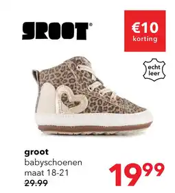 Scapino Groot leren babyschoenen met panterprint beige bruin aanbieding