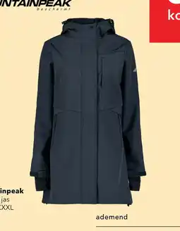 Scapino Mountain Peak dames softshell parka jas blauw aanbieding