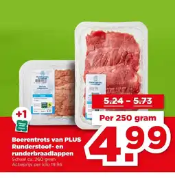 PLUS Boerentrots van PLUS Runderstoof- en runderbraadlappen aanbieding