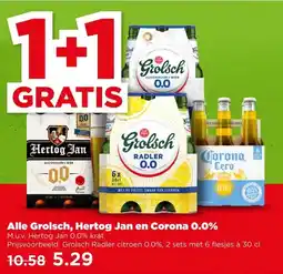 PLUS Alle Grolsch, Hertog Jan en Corona 0.0% aanbieding