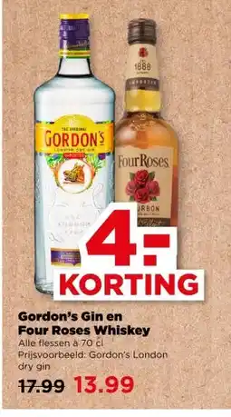 PLUS Gordon's Gin en Four Roses Whiskey aanbieding