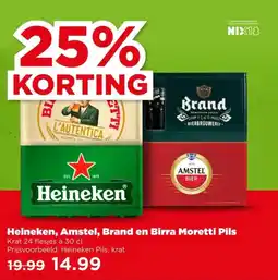 PLUS Heineken, Amstel, Brand en Birra Moretti Pils aanbieding