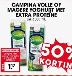 Coop CAMPINA VOLLE OF MAGERE YOGHURT MET EXTRA PROTEÏNE aanbieding