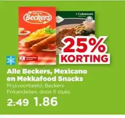 PLUS Alle Beckers, Mexicano en Mekkafood Snacks aanbieding