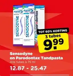 PLUS Sensodyne en Parodontax Tandpasta aanbieding