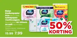 PLUS Nalys Keukenpapier love Pak 12 rollen, toiletpapier vochtvangers aanbieding